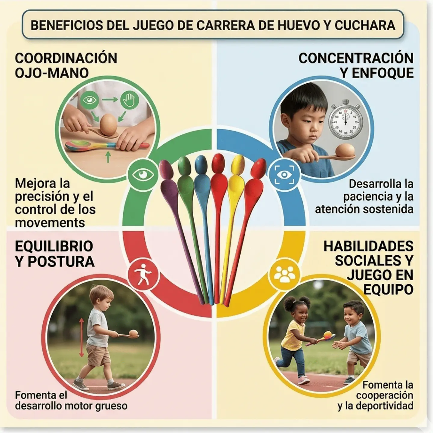Juego de Cuchara y Huevo de Equilibrio – Coordinación y Diversión Infantil 5