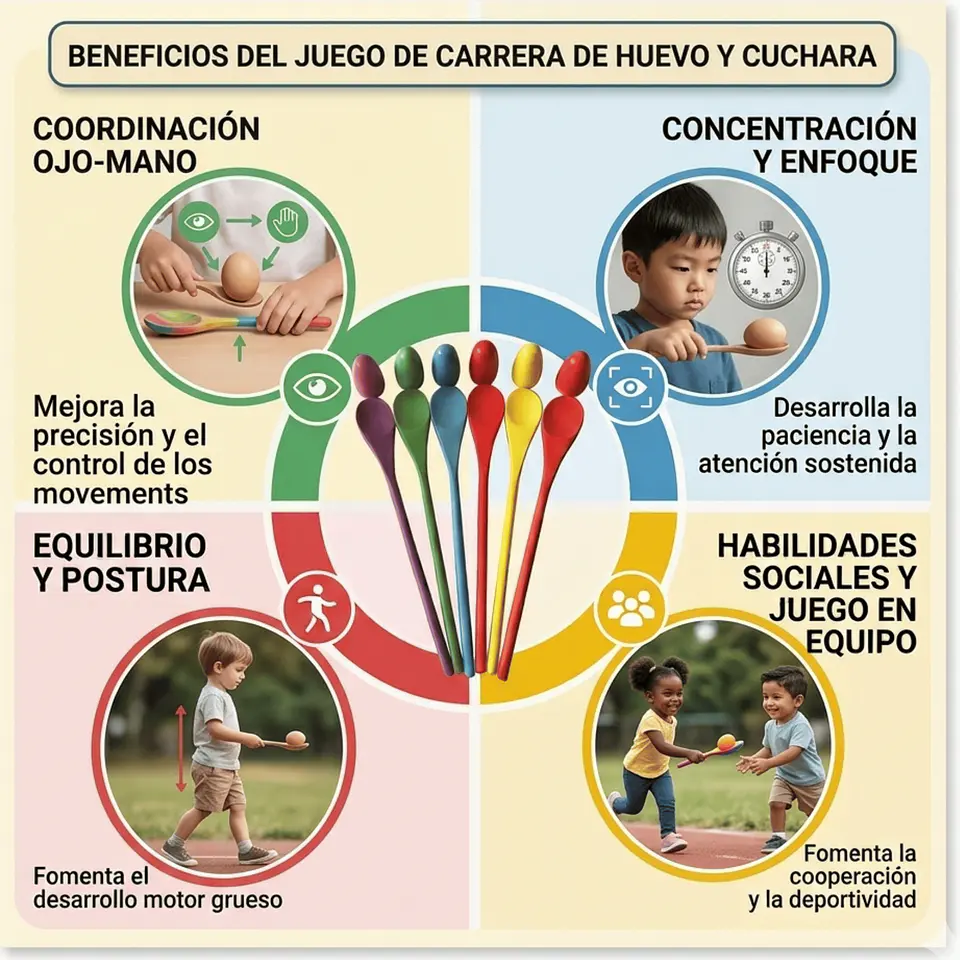 Juego de Cuchara y Huevo de Equilibrio – Coordinación y Diversión Infantil 5