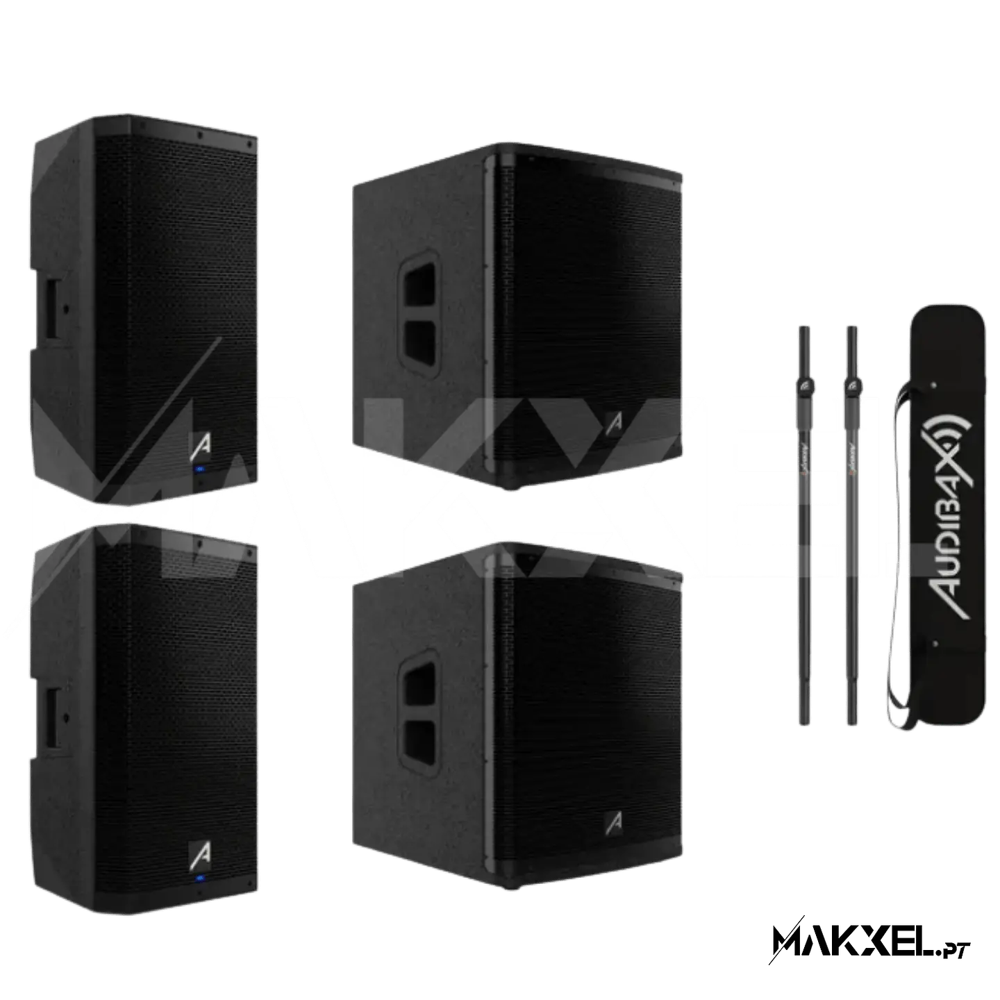 Kit 2 Audibax DSP15 15' + 2 Audibax DSP15s Subwoofer + barras de suporte 1