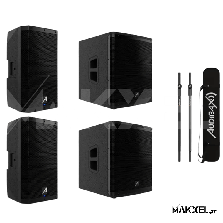 Kit 2 Audibax DSP15 15' + 2 Audibax DSP15s Subwoofer + barras de suporte 1