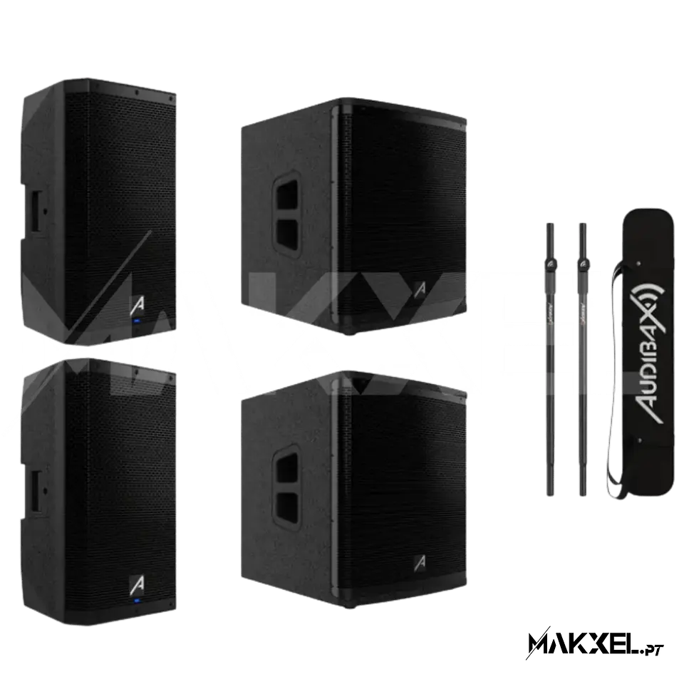 Kit 2 Audibax DSP15 15' + 2 Audibax DSP15s Subwoofer + barras de suporte 1