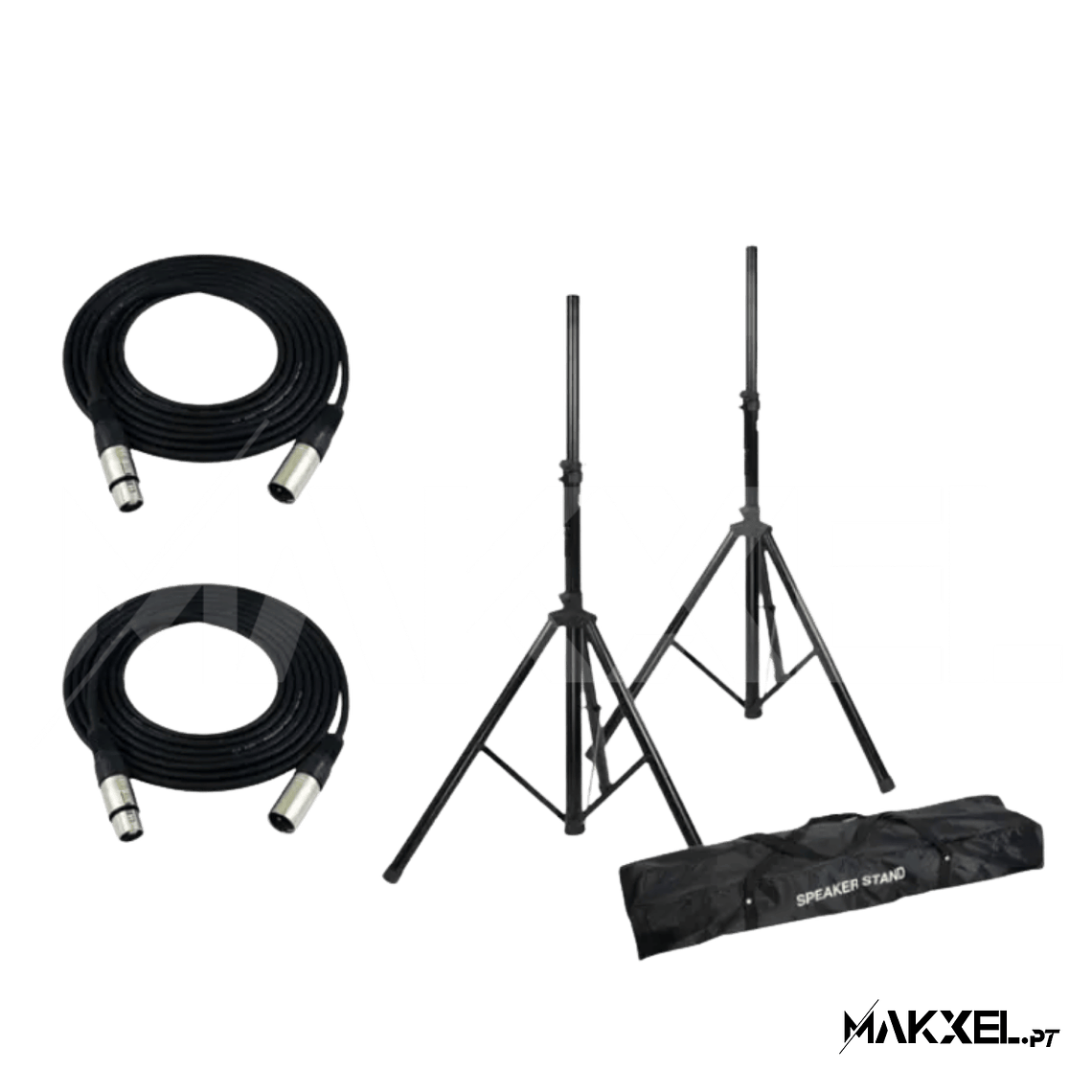 Suportes Audibax profissionais com bolsa (2 unidades) + 2 cabos XLR 6 metros 1