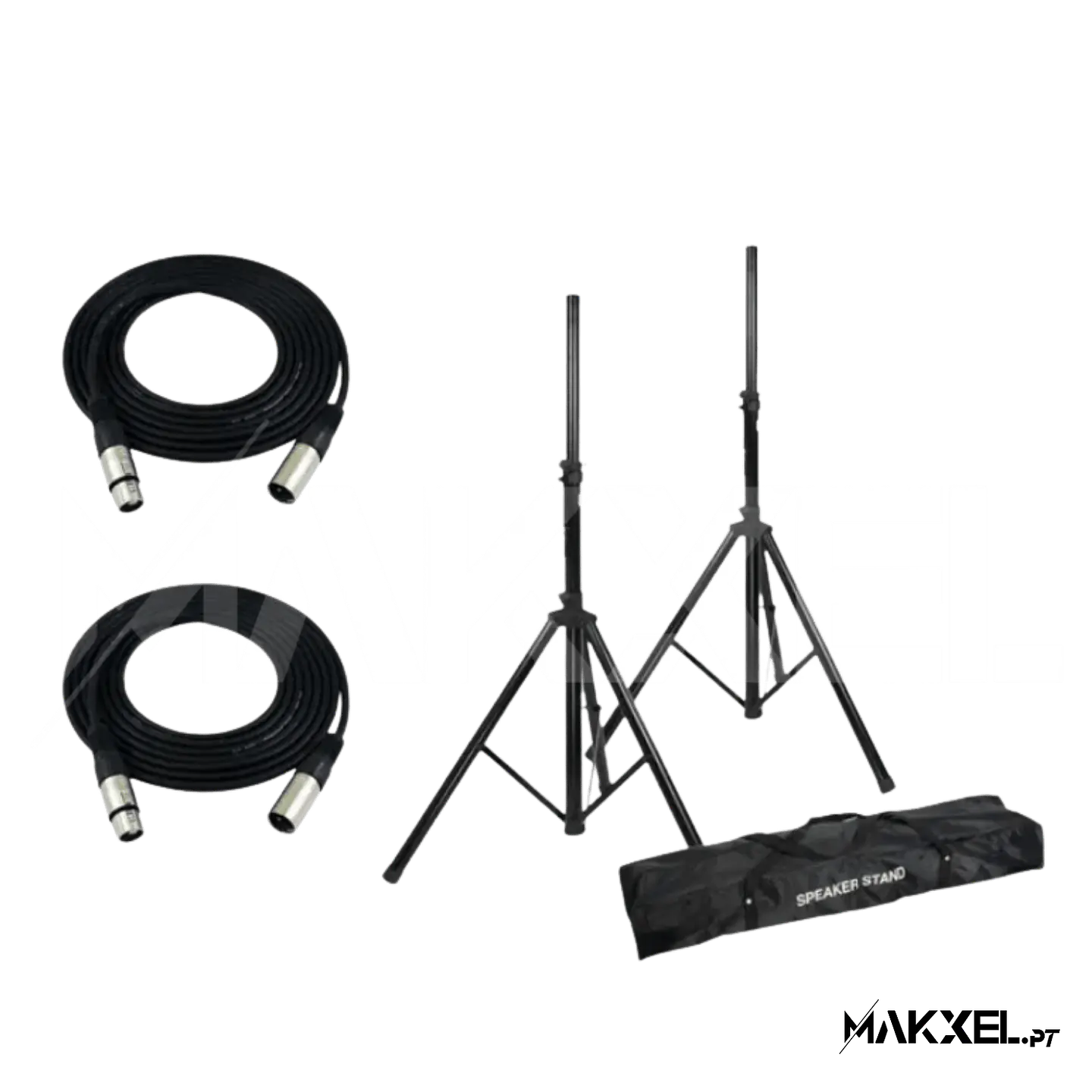 Suportes Audibax profissionais com bolsa (2 unidades) + 2 cabos XLR 6 metros 1