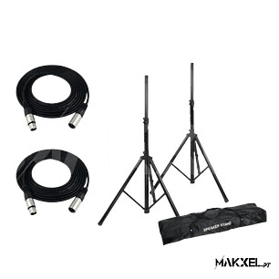 Suportes Audibax profissionais com bolsa (2 unidades) + 2 cabos XLR 6 metros
