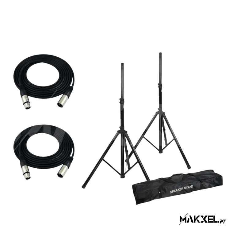 Suportes Audibax profissionais com bolsa (2 unidades) + 2 cabos XLR 6 metros 1