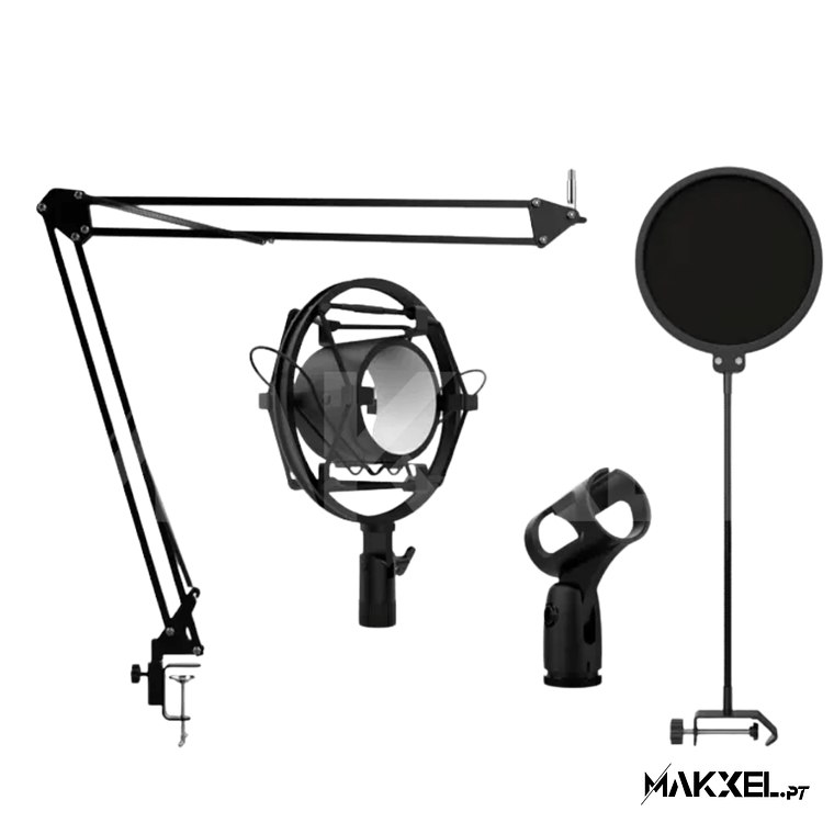 Kit de microfone de Estúdio Audibax Podcast + Spider + Anti-Pop 1