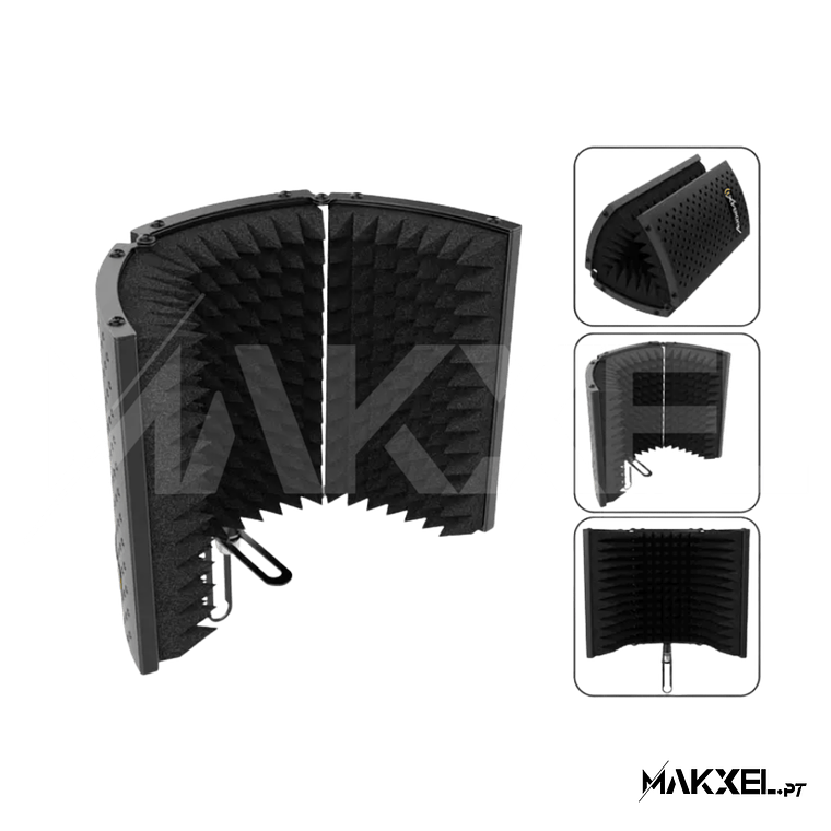 Suporte Microfone de Estúdio Audibax MST-10 Tela de Reflexão Preto Dobrável 3