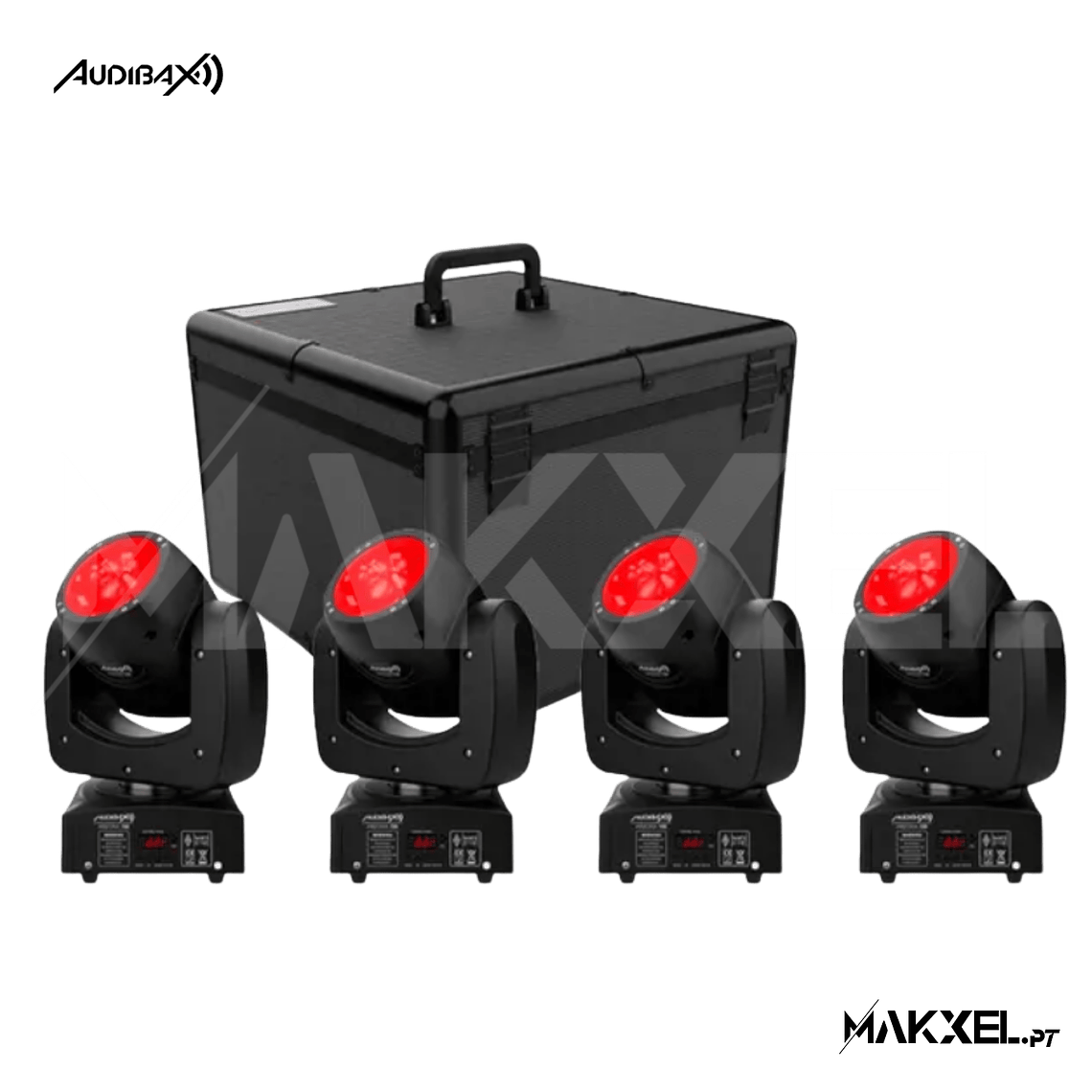 KIT 4 Audibax Arizona 100 Cabeza Móvil Beam 100W RGBW 4 en 1 + Flightcase Mala 1