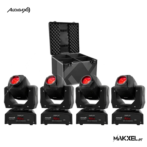 Kit 4 Moving heads Audibax Boston 60 Spot + Flightcase Mala