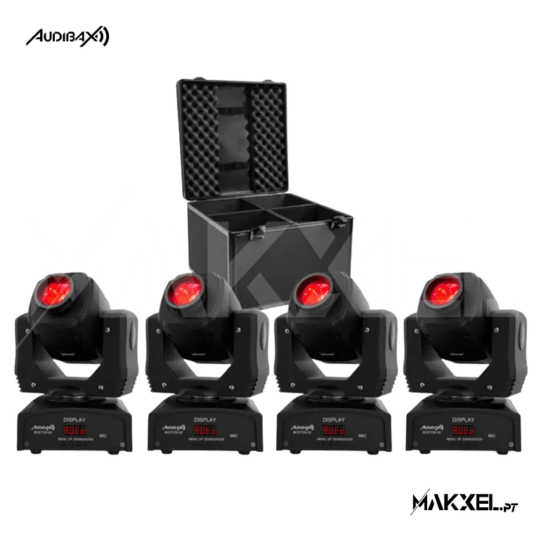 Kit 4 Moving heads Audibax Boston 60 Spot + Flightcase Mala 1