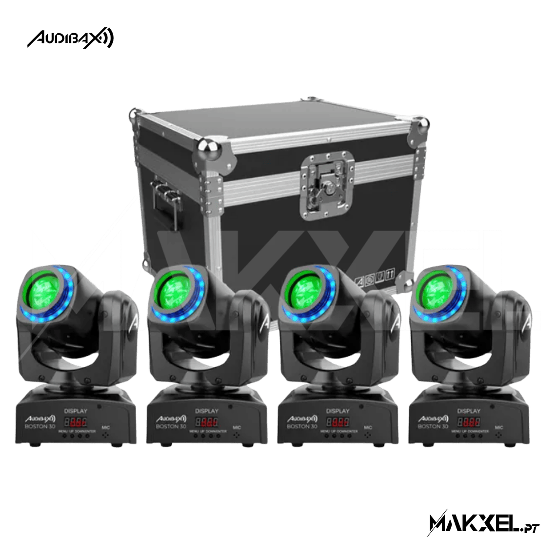 Kit 4 Audibax Boston 30 Ring + Flightcase 1