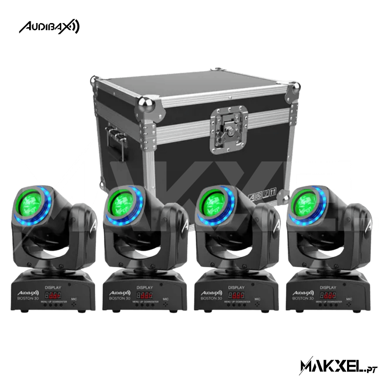 Kit 4 Audibax Boston 30 Ring + Flightcase 1