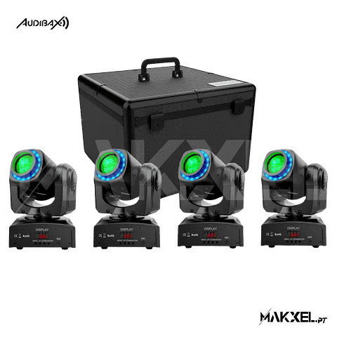 Kit 4 Audibax Boston 30 Ring + Flightcase Mala