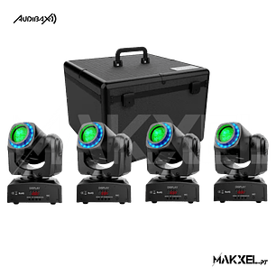 Kit 4 Audibax Boston 30 Ring + Flightcase Mala