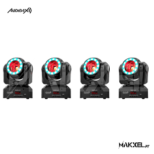 Kit 4 Moving Head Audibax Oregon 60 - 60W RGBw + Anel em LED