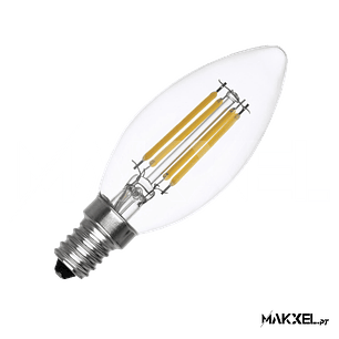 Lâmpada Filamento LED E14 6W C35 Vela 4000k Branco Neutro