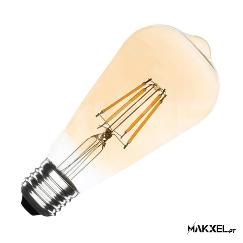 Lâmpada Filamento LED E27 6W Regulável ST64 Gold
