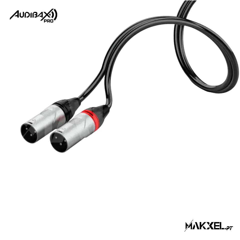 Audibax Pro Cabo 2 XLR macho para 2 RCA 3 metros preto 3