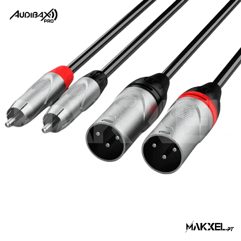 Audibax Pro Cabo 2 XLR macho para 2 RCA 3 metros preto
