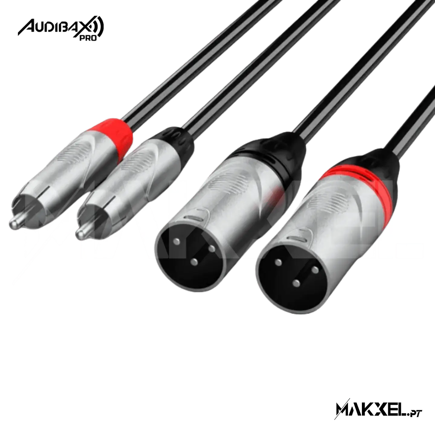 Audibax Pro Cabo 2 XLR macho para 2 RCA 3 metros preto 1