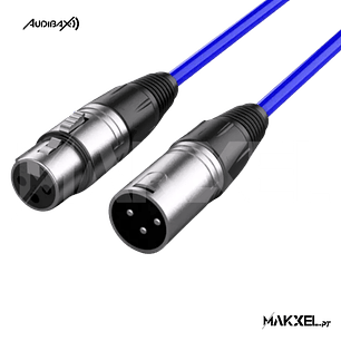 Audibax Silver XLR Macho - XLR Fêmea 10 M Azul