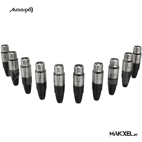 Audibax Silver XLR Conector fêmea - Pack de 10 Unidades
