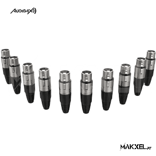 Audibax Silver XLR Conector fêmea - Pack de 10 Unidades