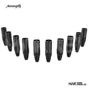 Audibax Silver Black XLR Conector macho - Pack de 10 Unidades