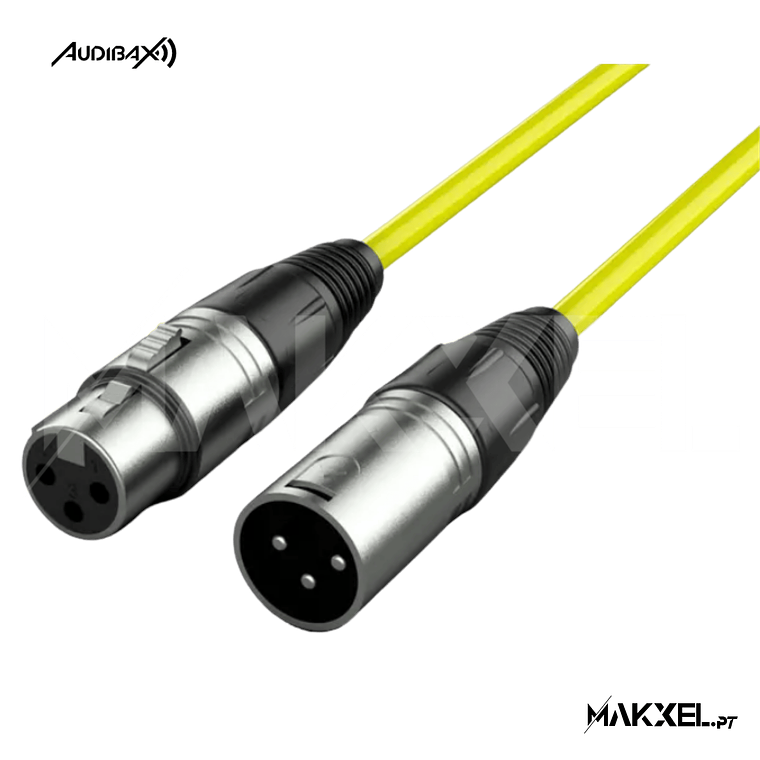Audibax Silver XLR Cabo Macho - XLR Fêmea 10 Metros Amarelo 1