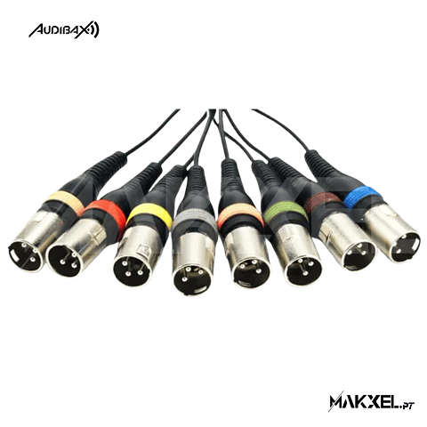 Audibax 8 x XLR macho para 8 x XLR fêmea 3 metros