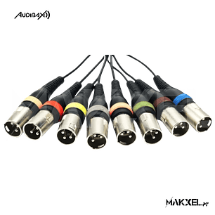 Audibax 8 x XLR macho para 8 x XLR fêmea 3 metros