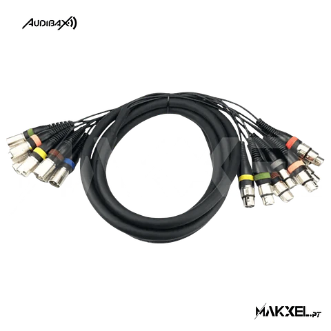 Audibax 8 x XLR macho para 8 x XLR fêmea 3 metros