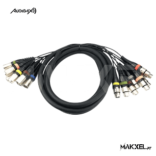 Audibax 8 x XLR macho para 8 x XLR fêmea 3 metros