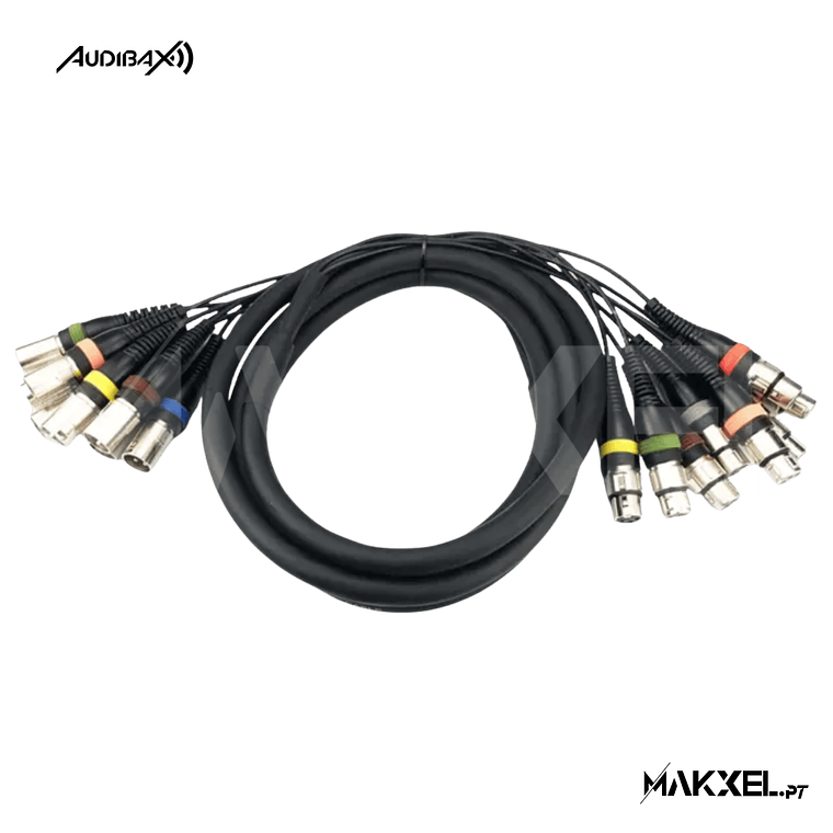 Audibax 8 x XLR macho para 8 x XLR fêmea 3 metros 1