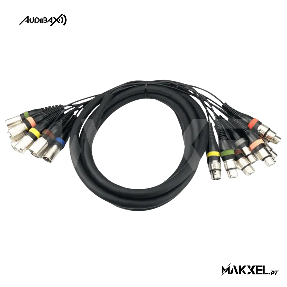 Audibax 8 x XLR macho para 8 x XLR fêmea 3 metros 1