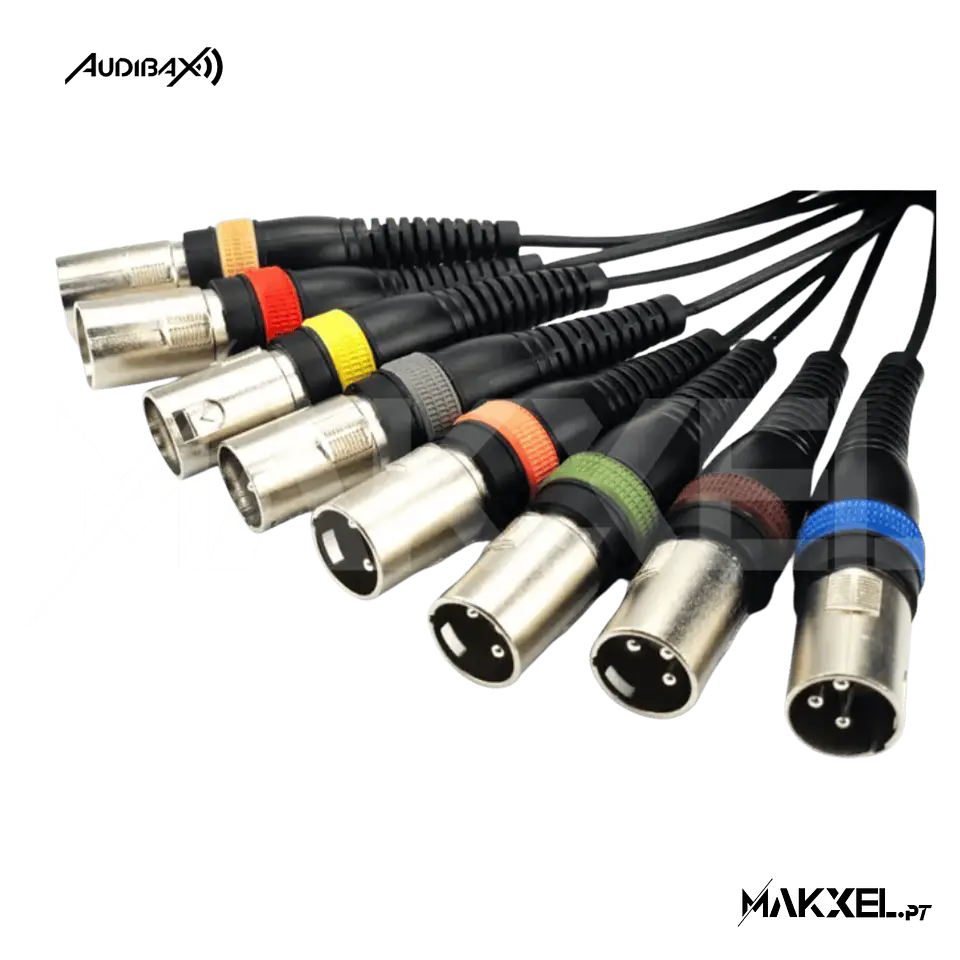 Audibax 8 x XLR macho para 8 x XLR fêmea 3 metros 3