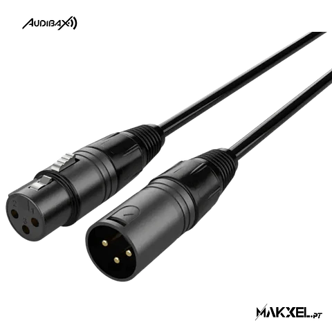 Audibax Silver Black XLR Cabo Macho - XLR Fêmea 20 M Preto