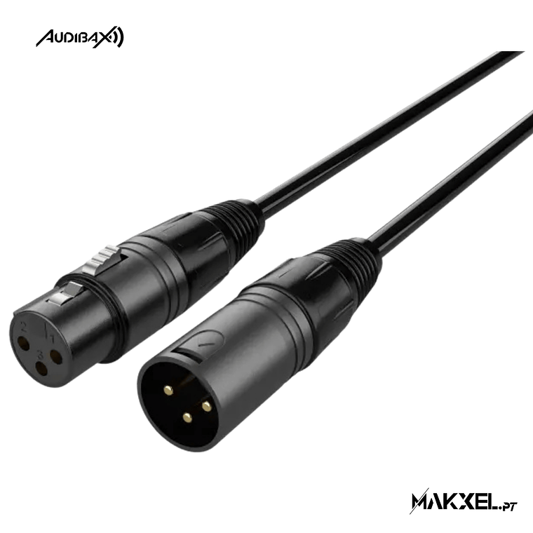 Audibax Silver Black XLR Cabo Macho - XLR Fêmea 20 M Preto 1
