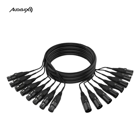 Cabo Audibax MC - XLR8 – 3M Multicore 8 XLR Macho 8 XLR Fêmea