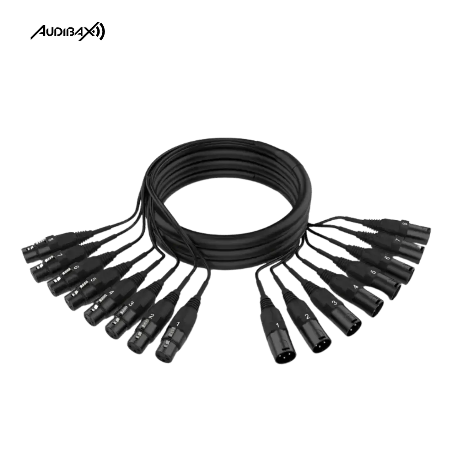 Cabo Audibax MC - XLR8 – 3M Multicore 8 XLR Macho 8 XLR Fêmea 1