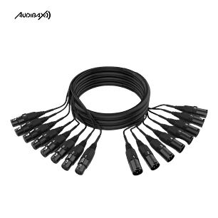 Cabo Audibax MC - XLR8 – 3M Multicore 8 XLR Macho 8 XLR Fêmea