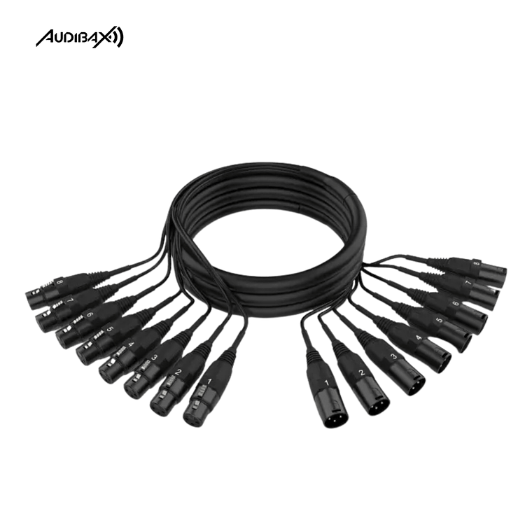 Cabo Audibax MC - XLR8 – 3M Multicore 8 XLR Macho 8 XLR Fêmea 1