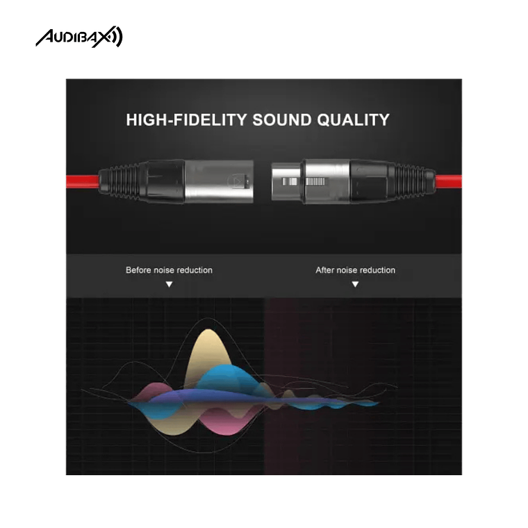 Audibax Silver Cabo XLR 30 Metros Vermelho 3