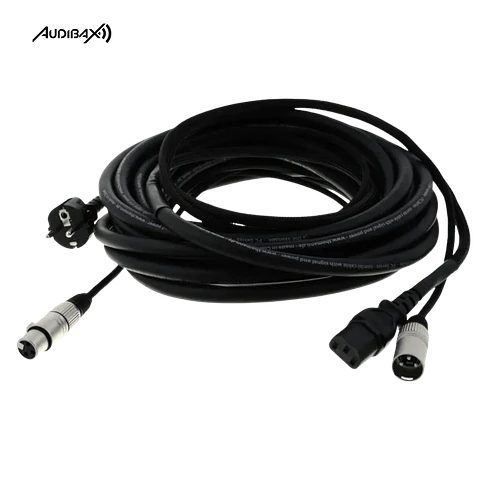 Audibax MCXXP10 XLR Cabo macho para XLR fêmea 10 metros + Tomada 220 V
