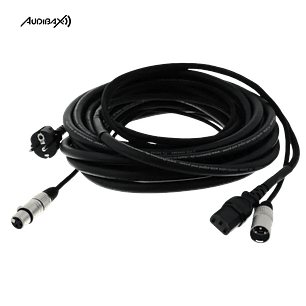 Audibax MCXXP10 XLR Cabo macho para XLR fêmea 10 metros + Tomada 220 V