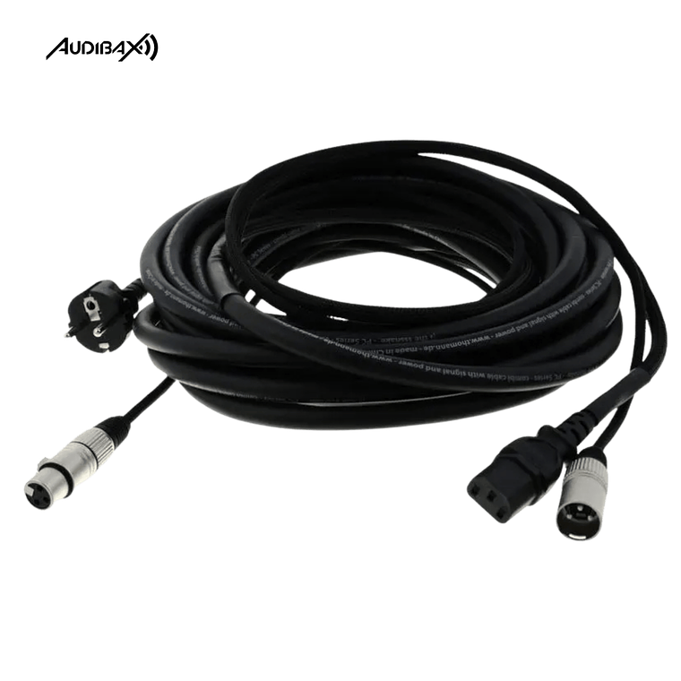 Audibax MCXXP10 XLR Cabo macho para XLR fêmea 10 metros + Tomada 220 V 2