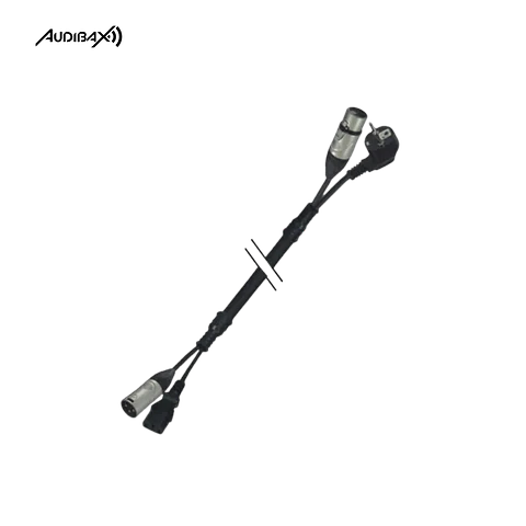 Audibax XLR Cabo macho - XLR fêmea 15 metros + tomada 220 V