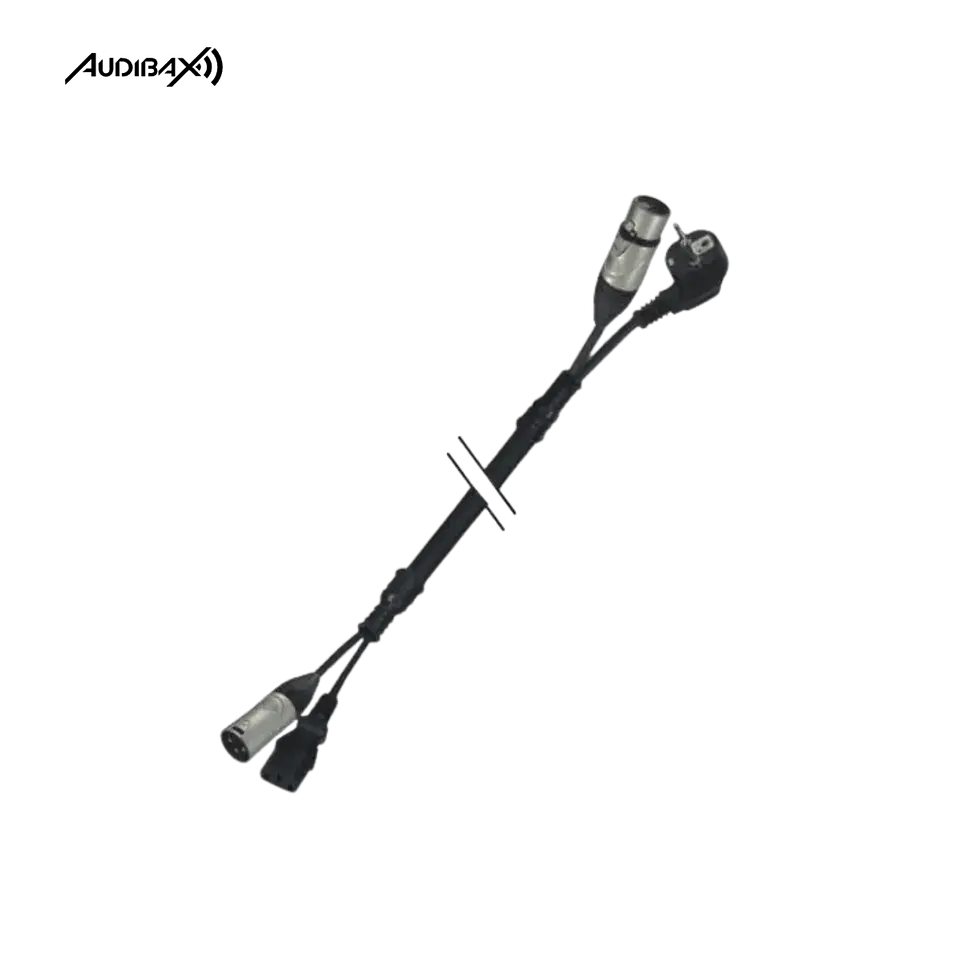 Audibax XLR Cabo macho - XLR fêmea 15 metros + tomada 220 V 1