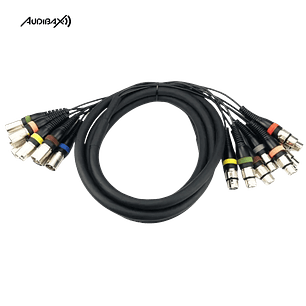 Audibax Cable 8 x XLR macho para 8 x XLR fêmea 10 metros