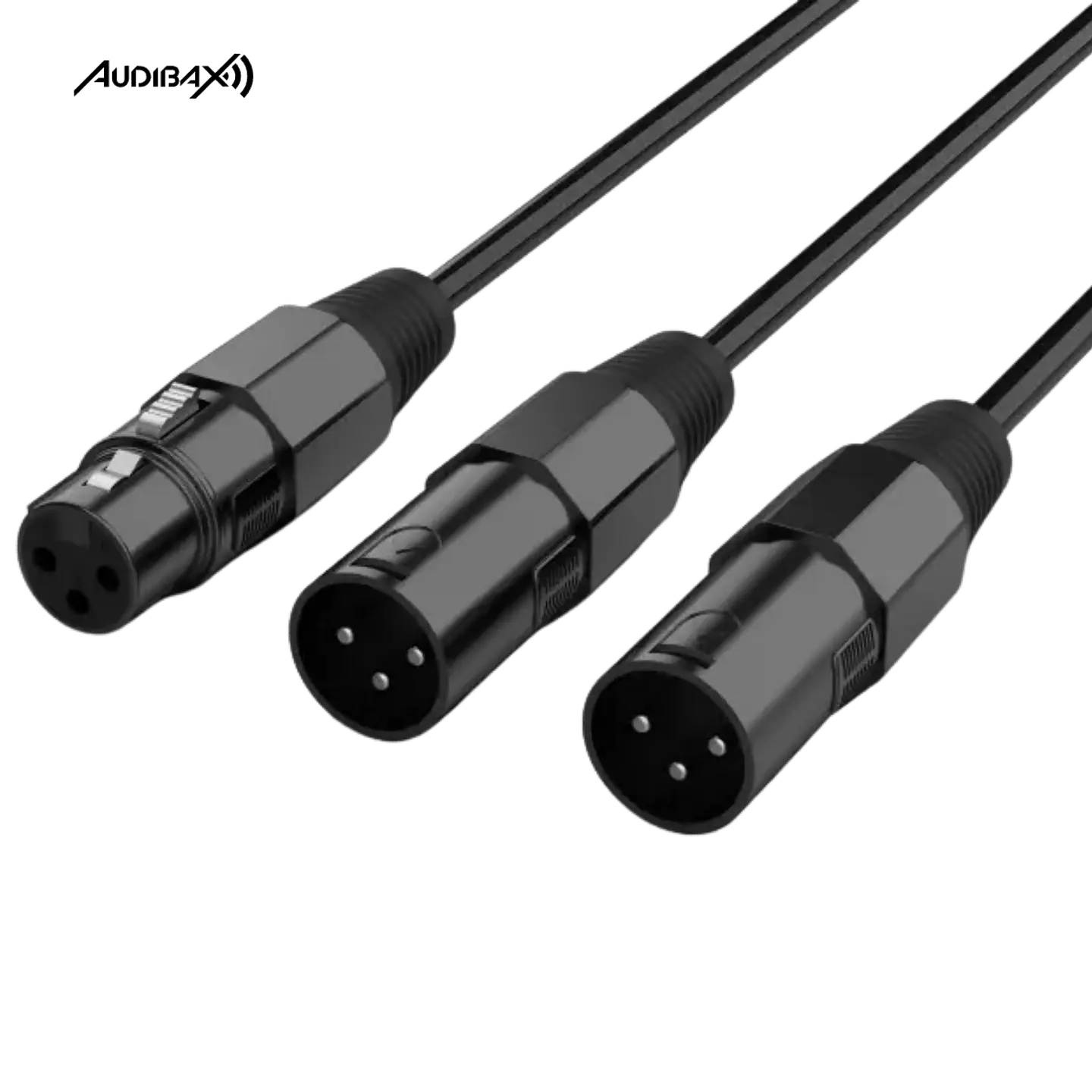 Audibax Silver Black Cable 2 XLR macho para 1 XLR fêmea 15 cm 1